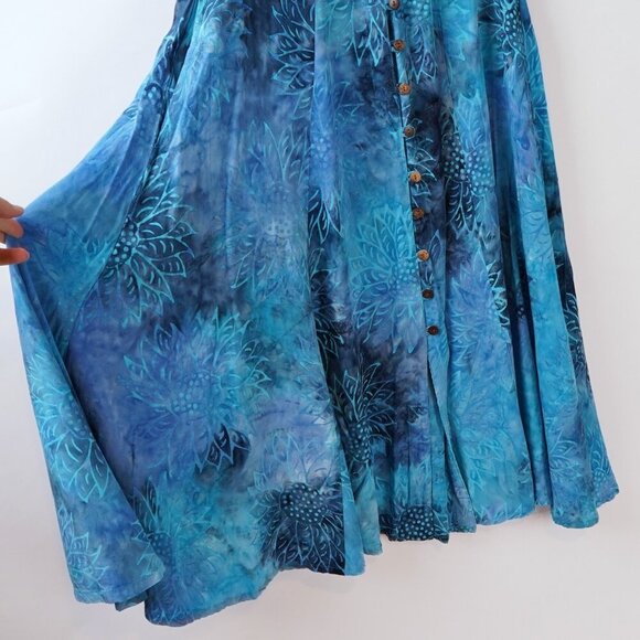 Mexicali Blues Button Front Midi Maxi Dress Sunflower Blue Tie Dye - Small - Picture 3 of 8